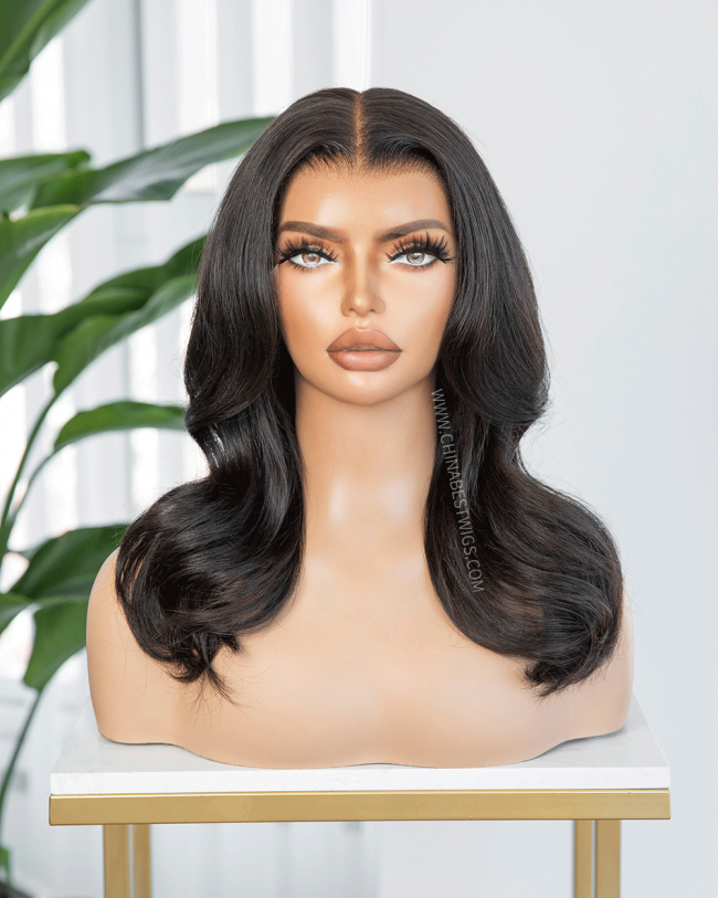 HWS-350 Natural Hairline Wavy Style Glueless Lace Front Wigs