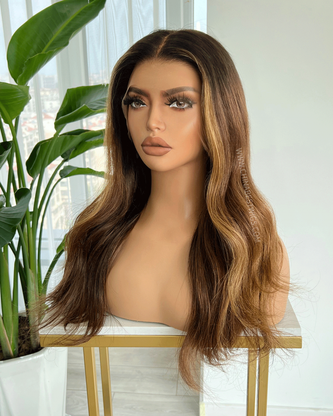N74 Ombre Color 16 Inch 150% Density Wavy Lace Front Wigs