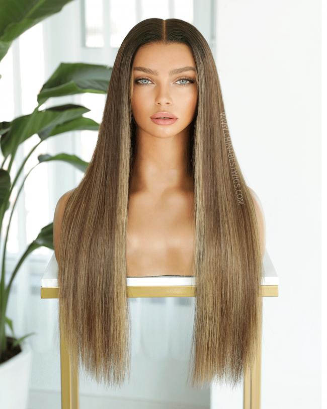 N309 16 Inch Balayage Glueless Wigs Brazilian virgin Hair