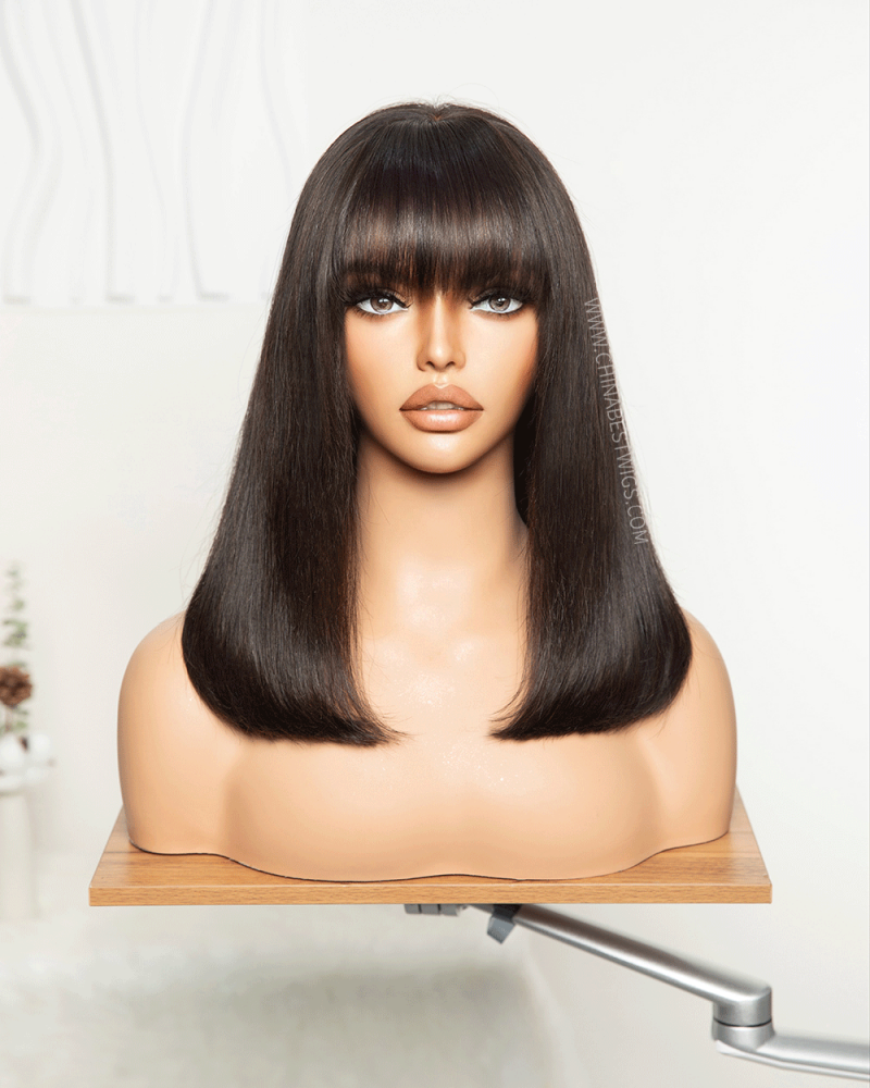 N1 Glueless lace front wigs with Pre-plucked natural hairline 14inch