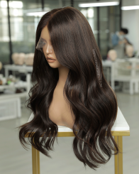 #3 Brown Color Ready to Wear Gluless Wigs Bleached-knots and Pre-plucked Hairline