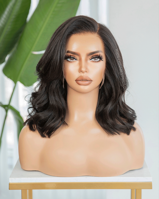 YK Bob Glueless Lace Front Wigs Indian virgin hair