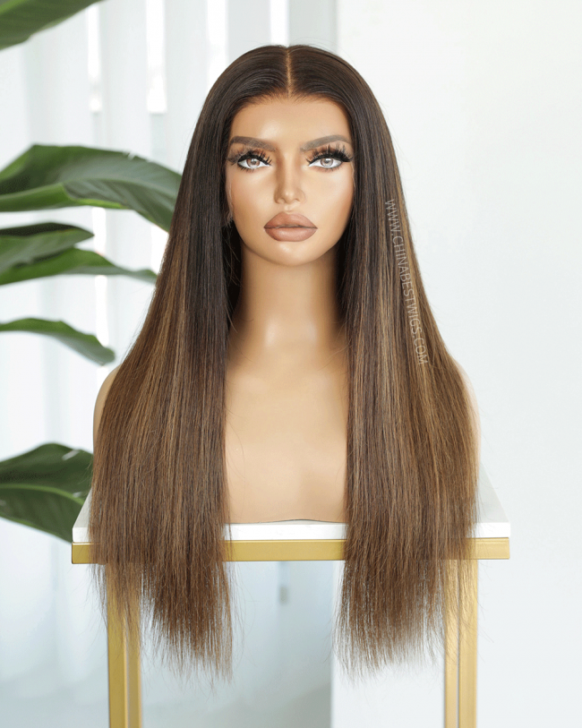 SP130 18 Inch Balayage Glueless Wigs Brazilian virgin Hair