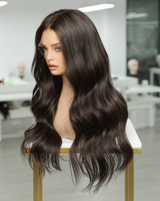 Real Human Hair Brunette  Glueless Wigs