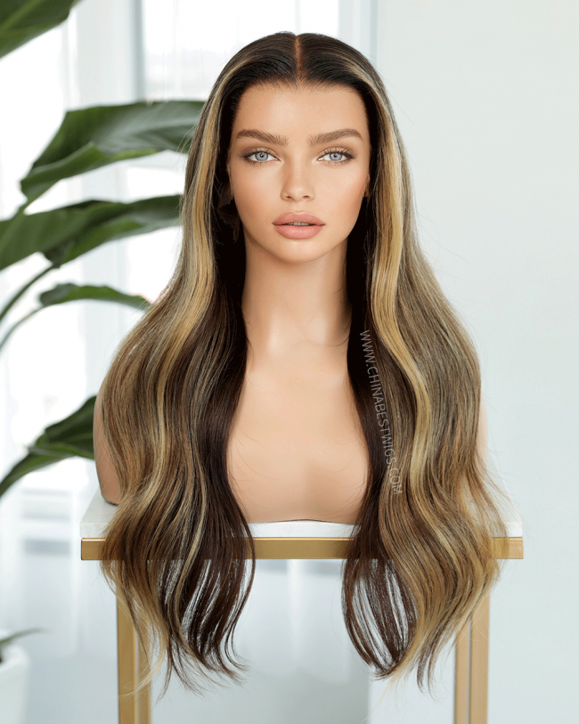 N243  Wavy Glueless Lace Front Wigs Brazilian virgin hair