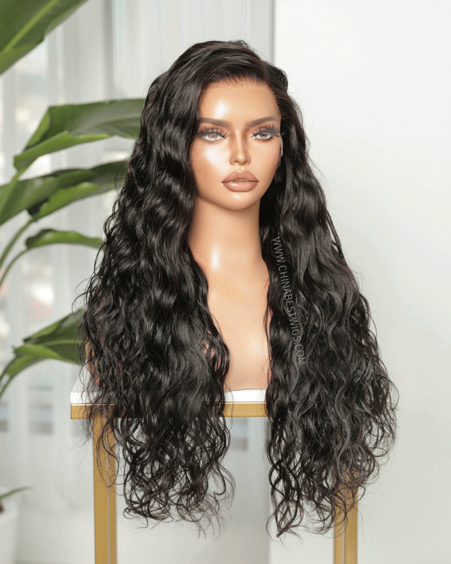 NW Natural Wave Natural Color Wavy Indian Hair Lace Front Wigs